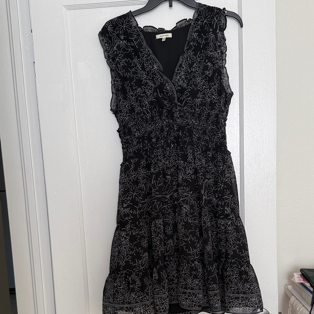 Max Studio Black Floral Lace-Overlay Dress